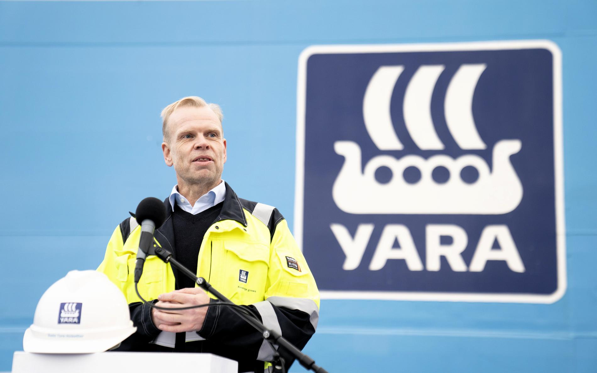 TALLSLIPP: Yara-sjef Svein Tore Holsether legger frem resultater for første kvartal. Her avbildet ved en tidligere anledning.