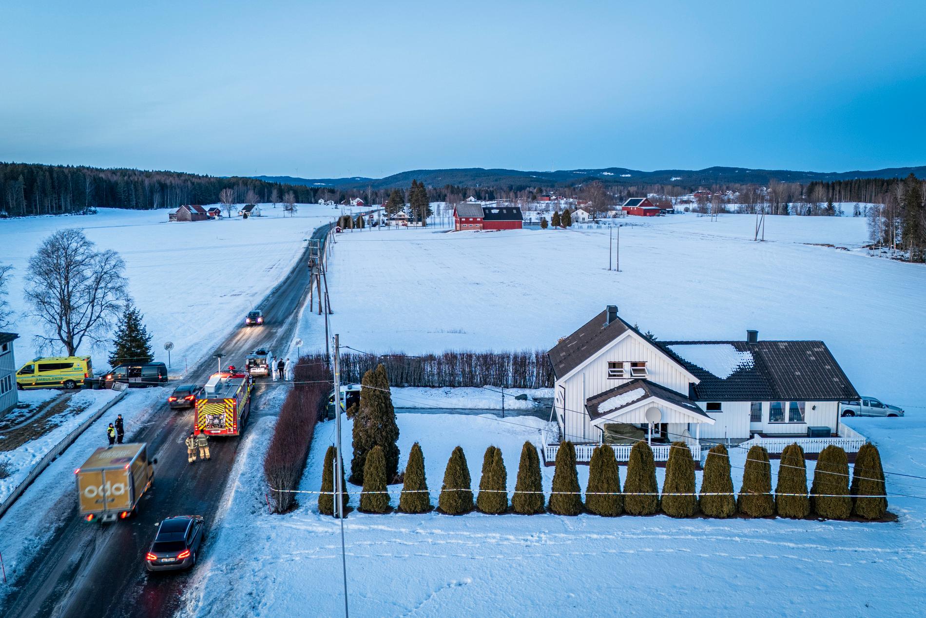 SCENE: Four people found dead in this house in Skogbykta.
