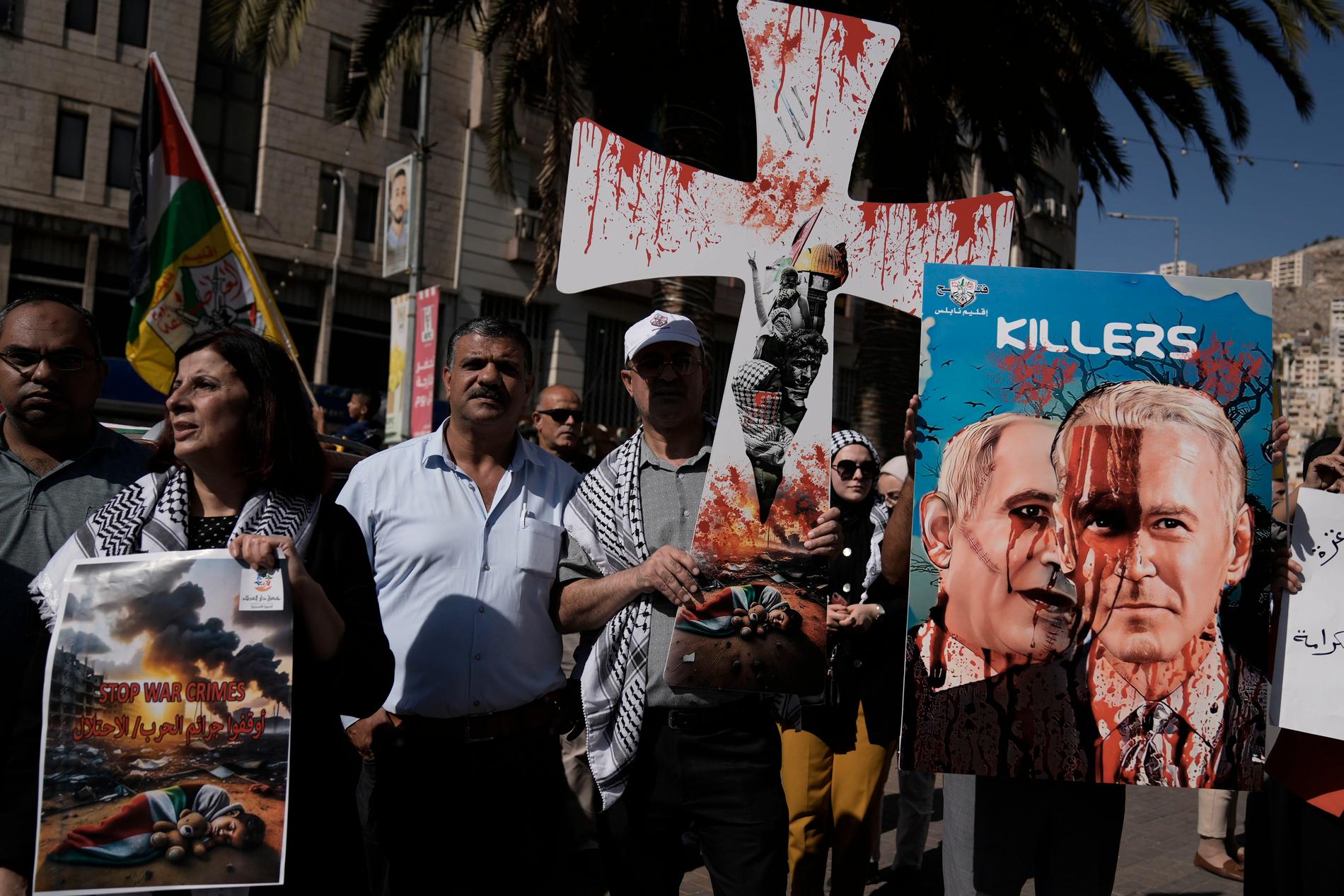 West Bank: Protesters in the West Bank called Biden and Netanyahu murderers on October 26. 