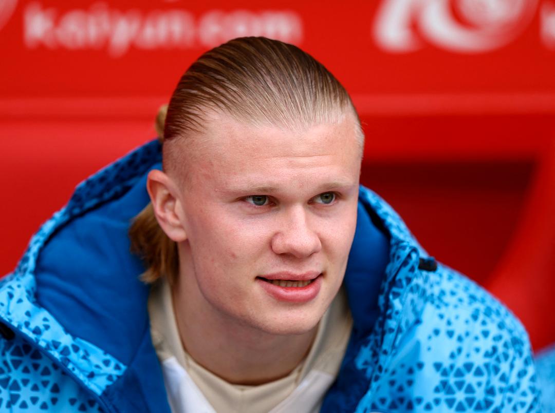 Erling Braut Haaland before the title match with Arsenal