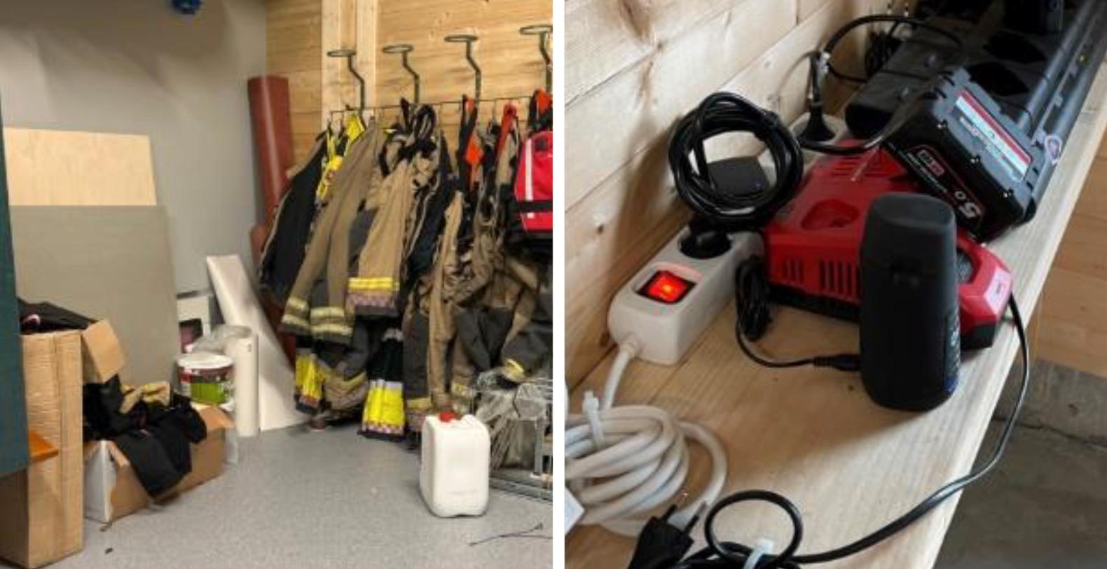 CHARGING CONNECTIONS: At Løken fire station, connections are filled with extension cables. 