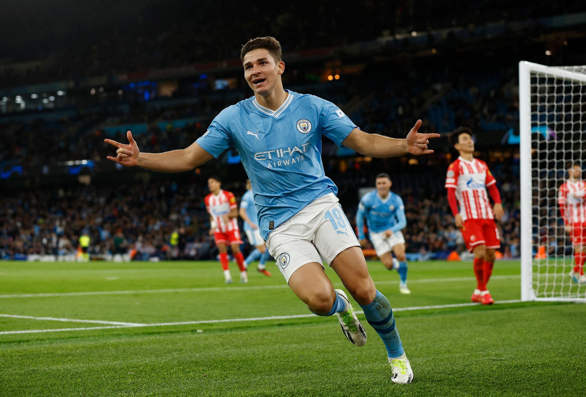 SCORED TWO: Julián Álvarez turned the game around for Manchester City on Tuesday night.