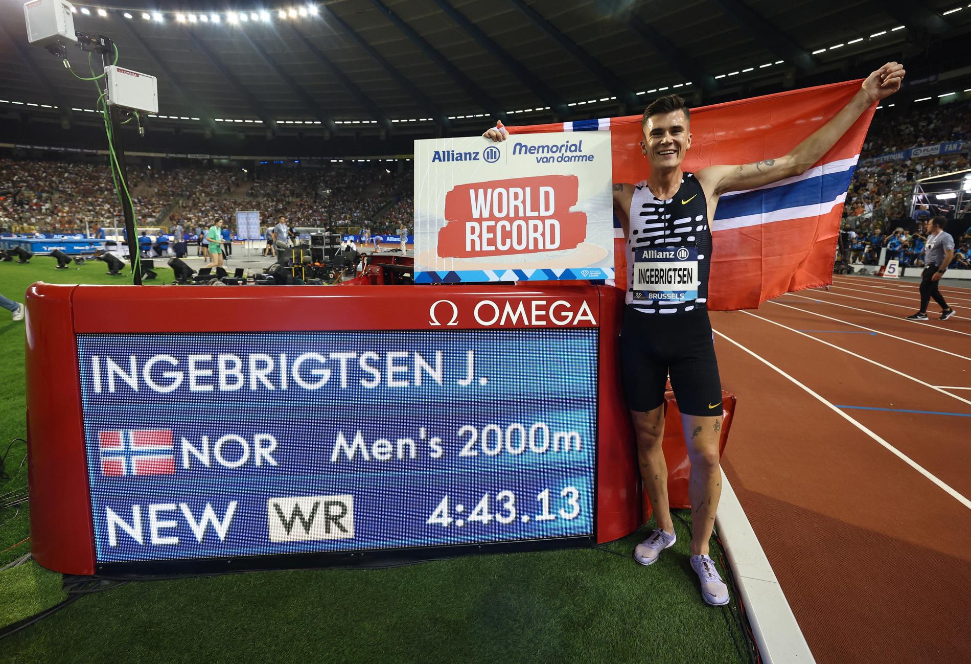 Atletica: Jakob Ingebrigtsen stabilisce il record del mondo nei 2000 metri alla Diamond League di Bruxelles