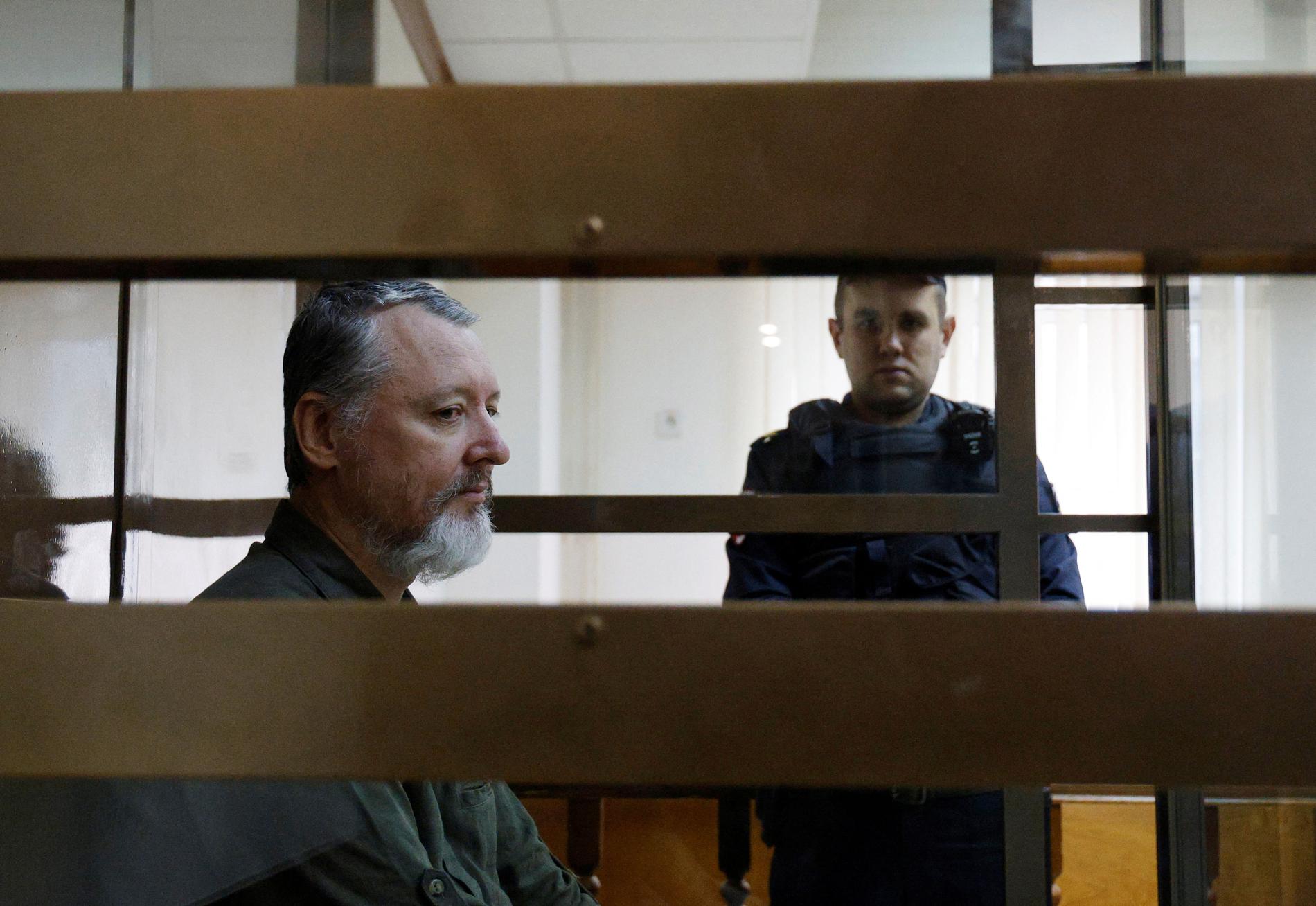 Prigione: Igor Girkin è in prigione da quest'estate.  È raffigurato qui durante una riunione sulla detenzione a Mosca in agosto. 