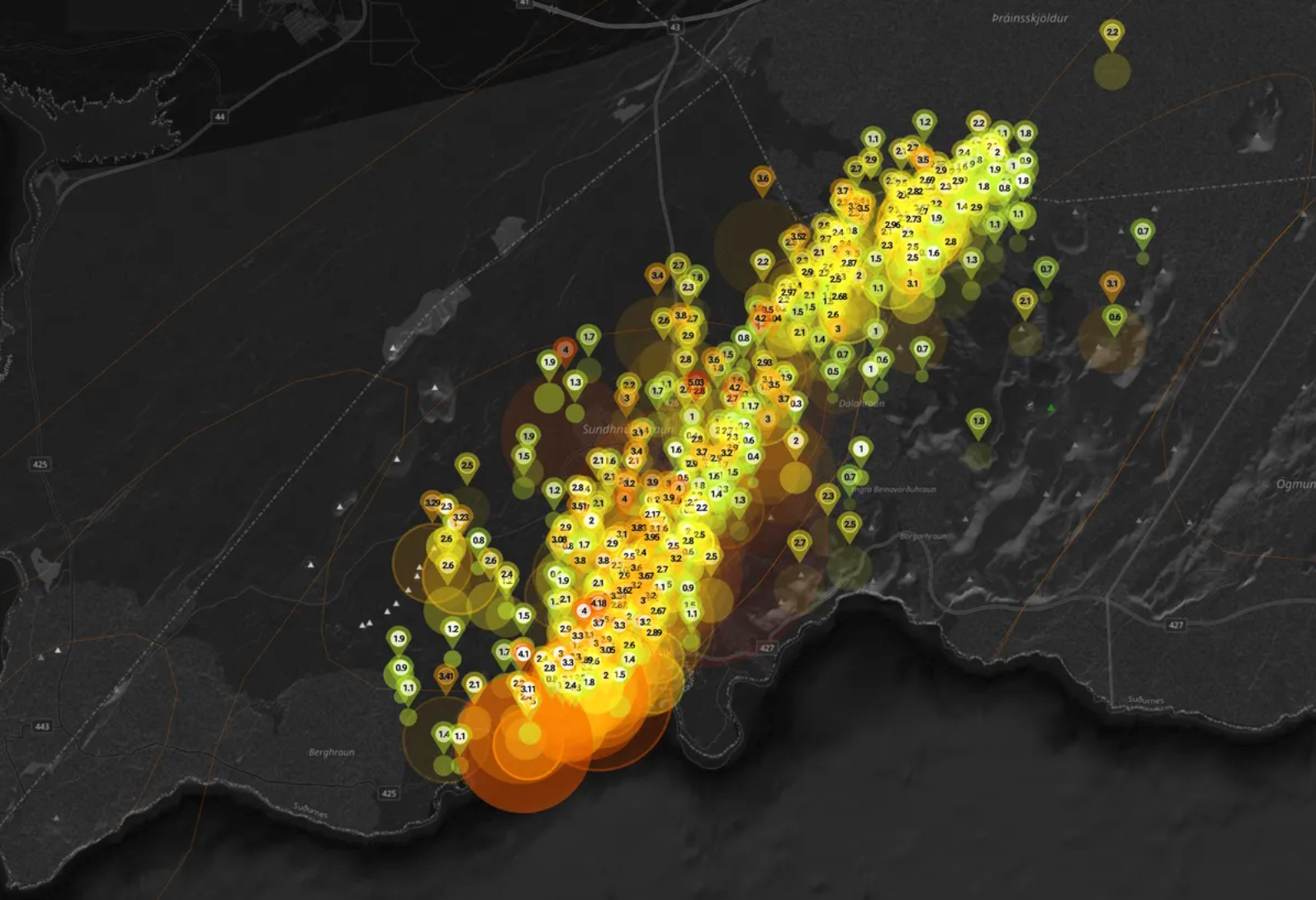 There is significant seismic activity in Iceland on Saturday afternoon. 