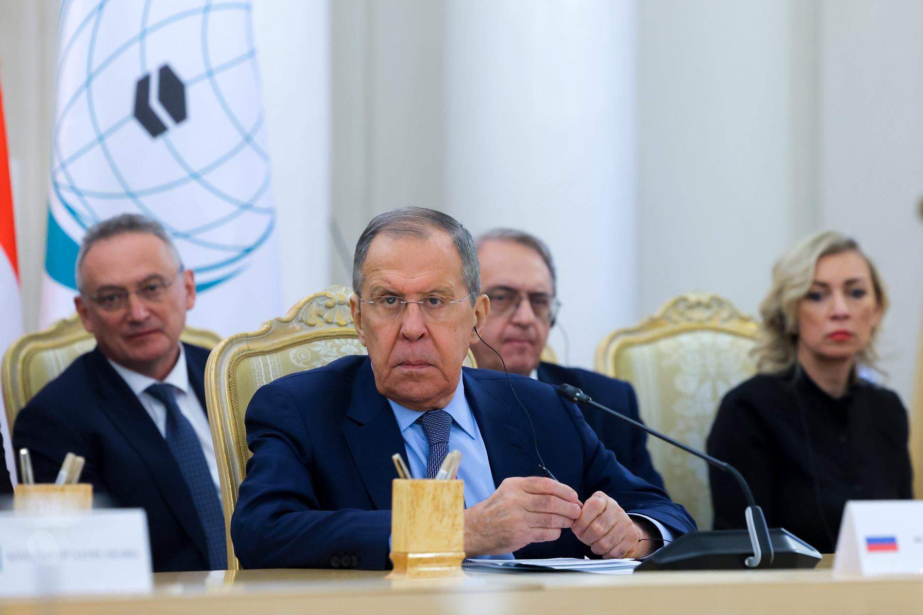 Russian Foreign Minister Sergey Lavrov meeting with foreign ministers from Muslim and Arab countries in Moscow and meeting with NATO countries in Skopje
