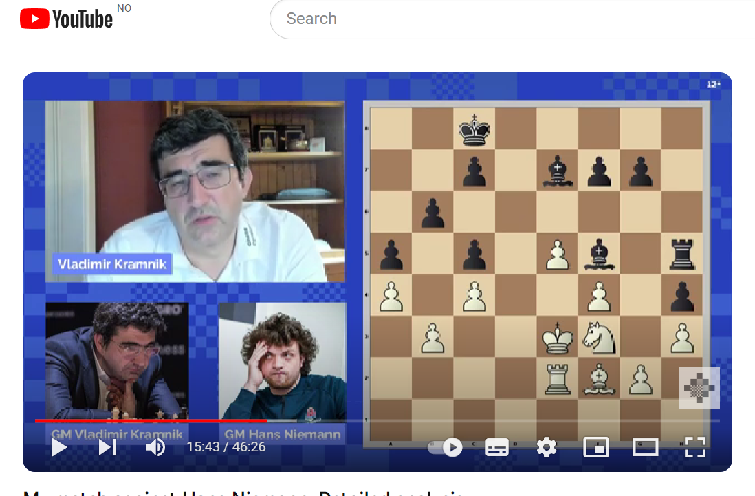 In a YouTube video, Vladimir Kramnik expressed his opinion of the party against Hans Niemann.