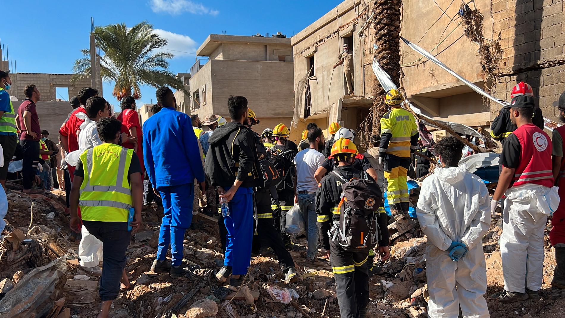 Search for survivors: Rescue crews are combing the ruins looking for the dead and survivors. 
