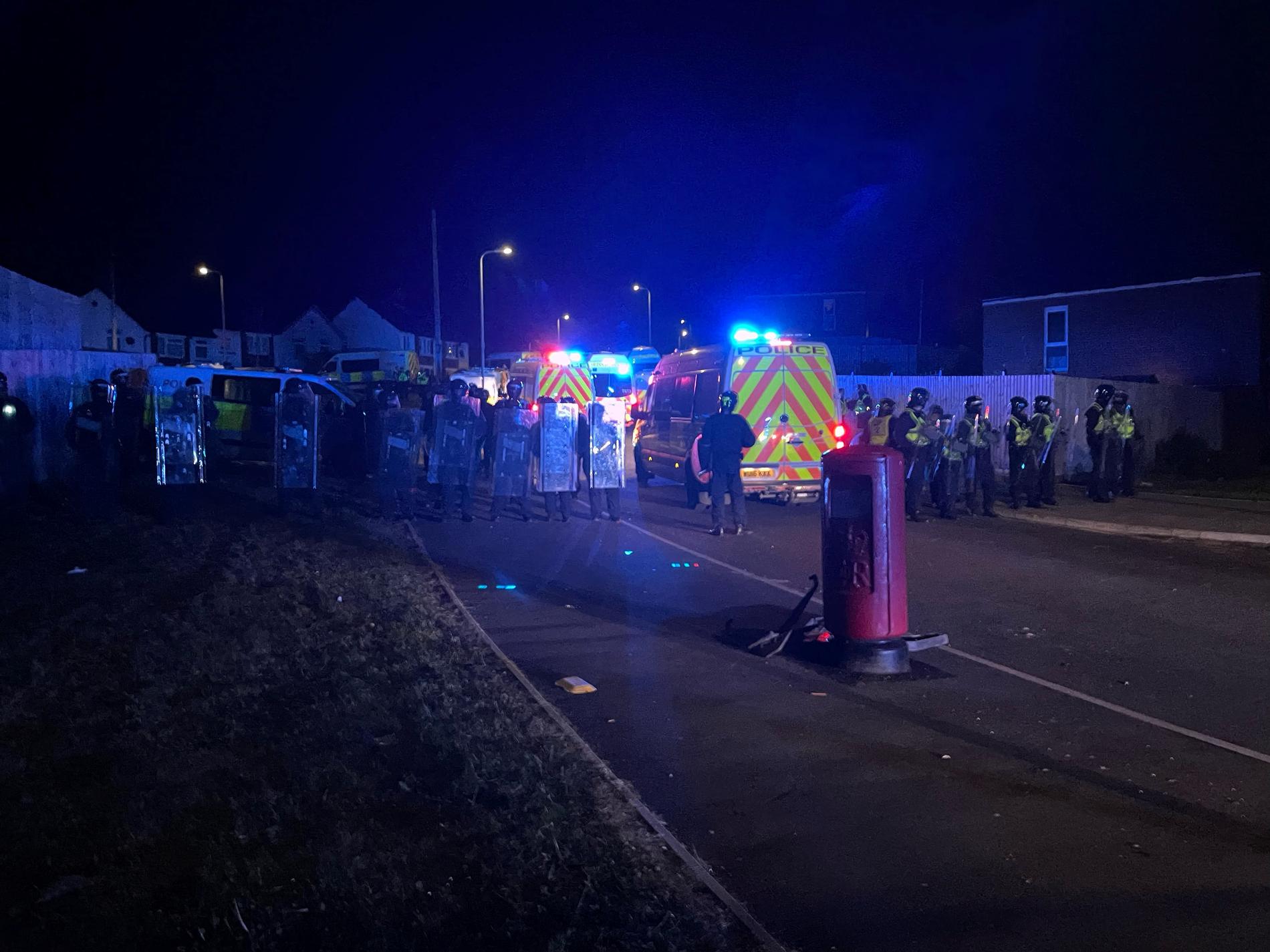 Chaotic scenes in Cardiff after a road accident