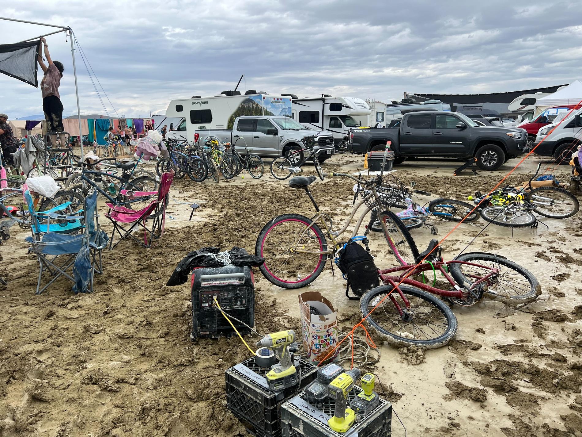 Mud Bath Chaos at Burning Man Festival in Black Rock, Nevada