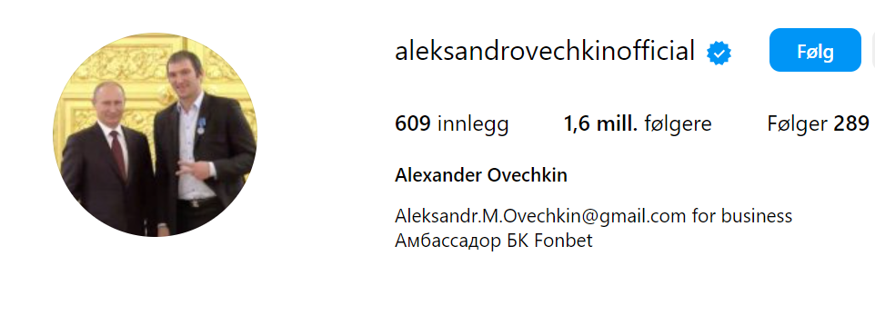 Star Alexander Ovechkin shows he is still a staunch supporter of Putin.