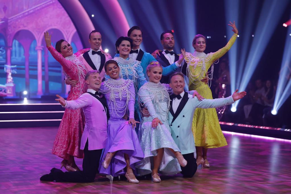 CASTLE BALL: Dancing couples compete for points at the same time on the dance floor during 