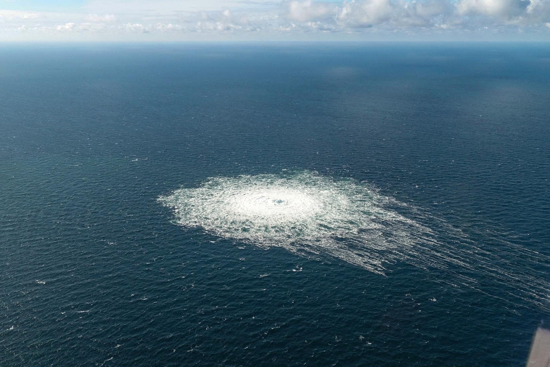 Explosion: Bubbles appear on the surface after an explosion in the Baltic Sea.