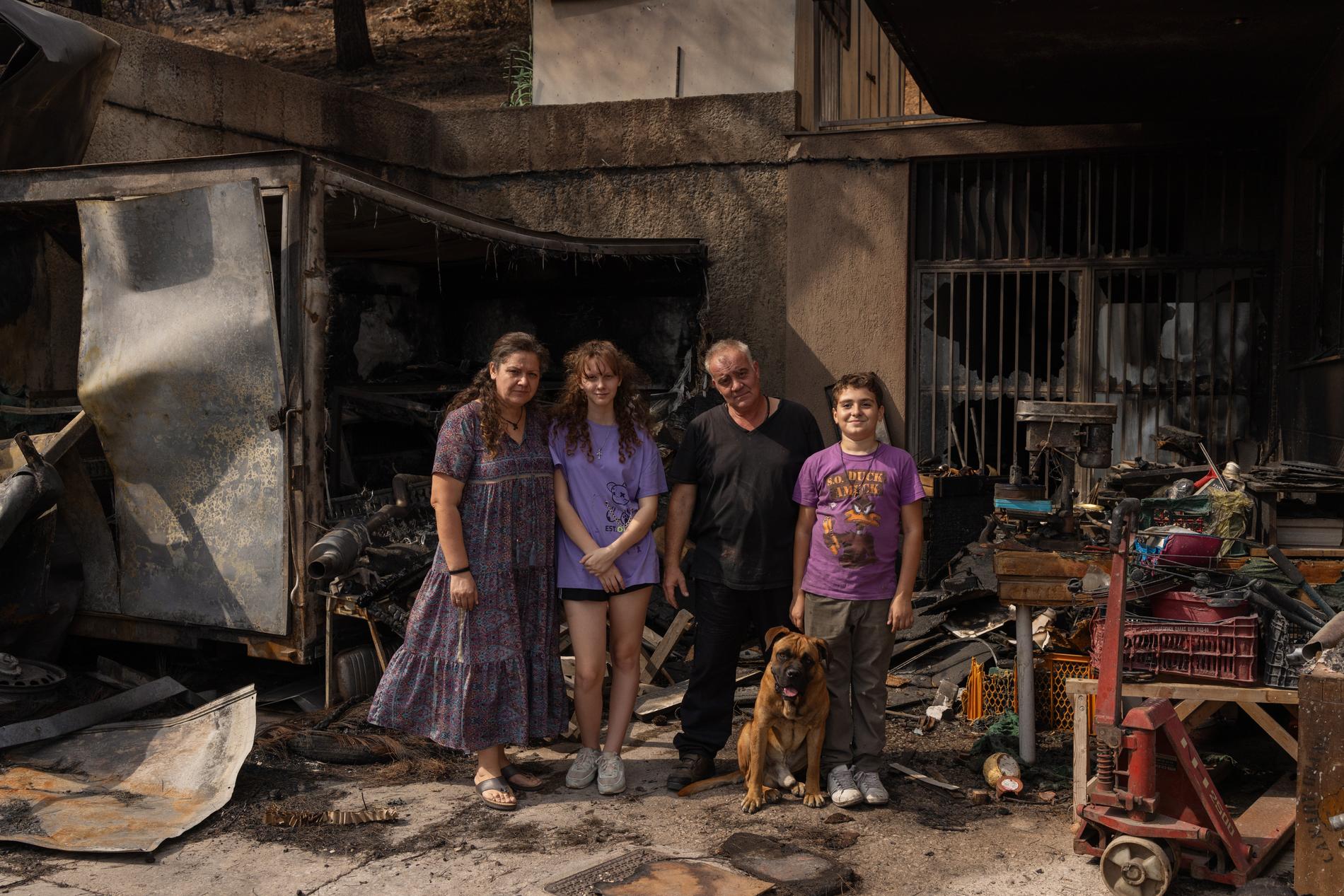 Forest fires continue in Greece.  This is the story of a family who had to flee