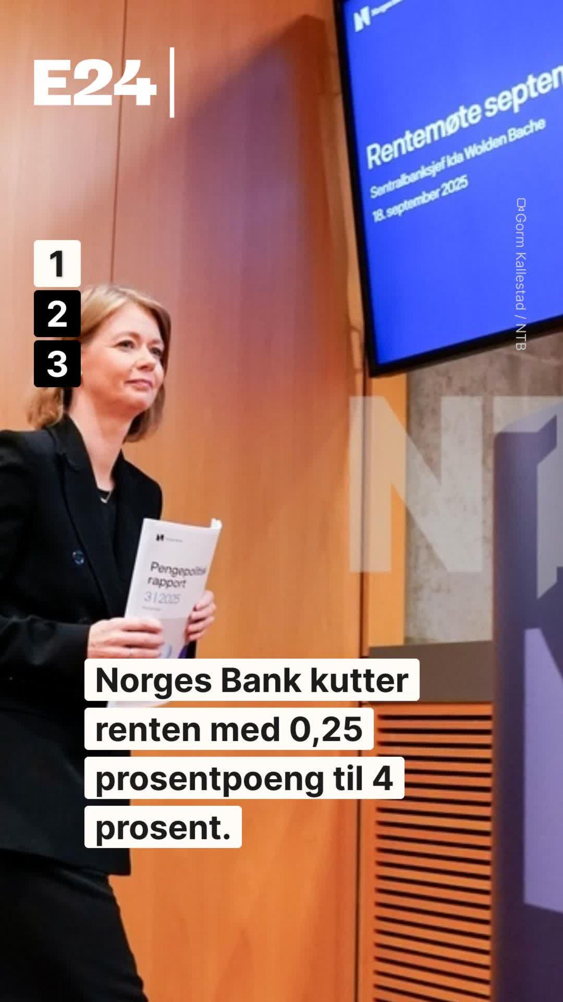 E24-nyhetene: Norges Bank setter ned renten