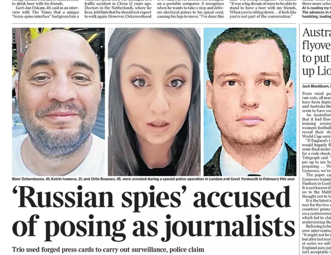 FAX: Three of the five had already been charged in February this year - at that time for possessing false identity documents.  Here is a fax from The Times.