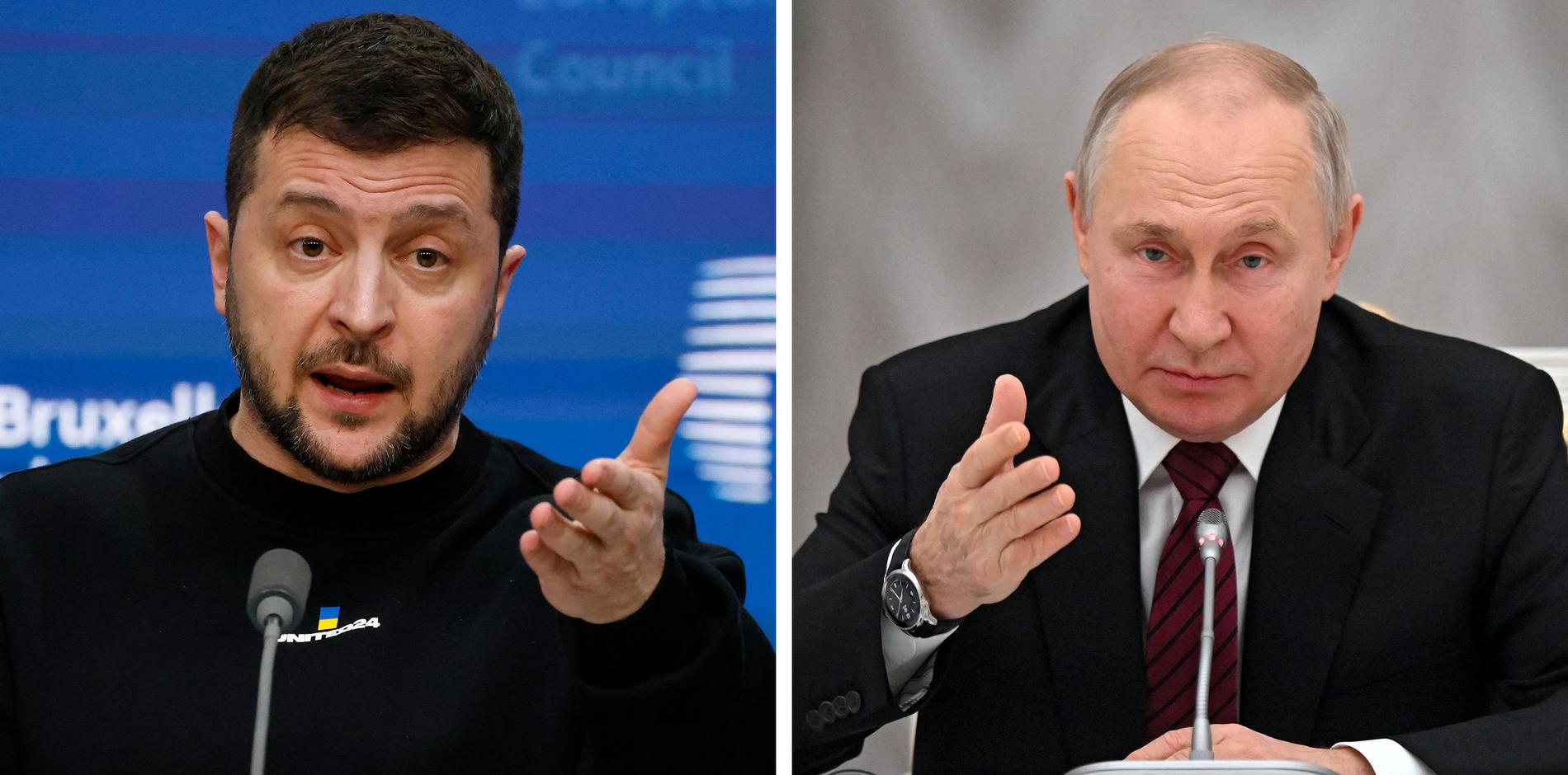 Presidents: Volodymyr Zelensky and Vladimir Putin.