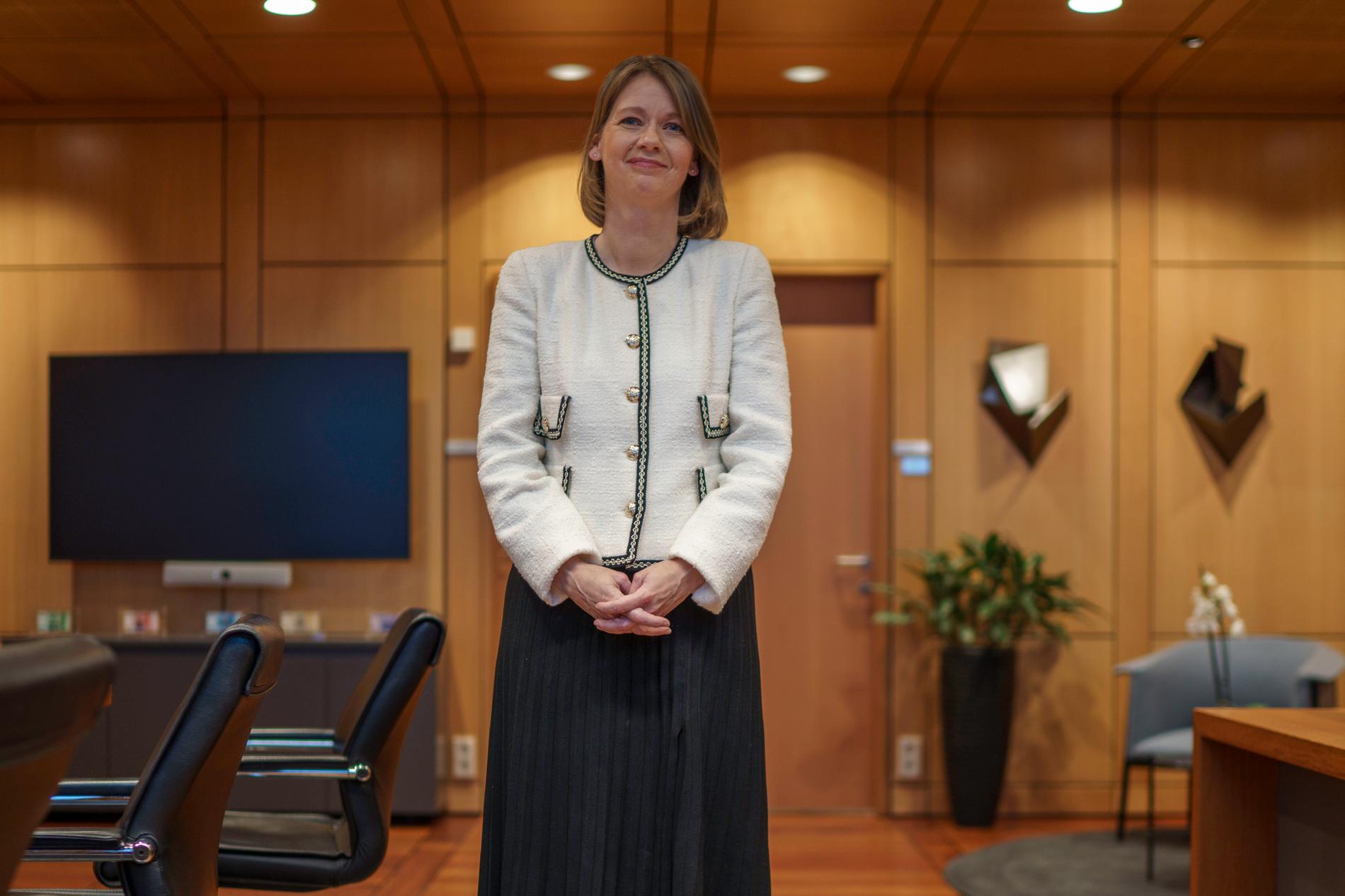 The office where Central Bank Governor Edda Wolden-Basch keeps her hand on the wheel to keep inflation at 2 percent and the unemployment rate low in Norway. 