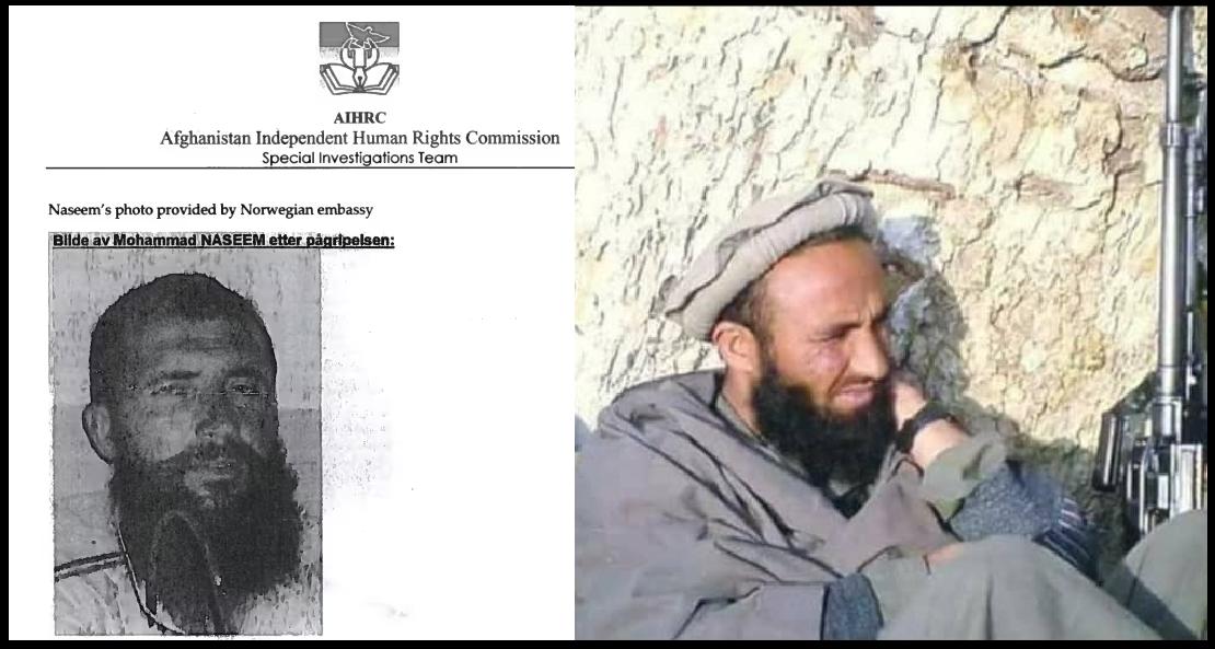 Mason and Leader: Left: Photo taken shortly after the arrest of Mason Mohammad Naseem.  Right: An undated photo of Taliban leader Khari Nejad, who was killed in 2008.