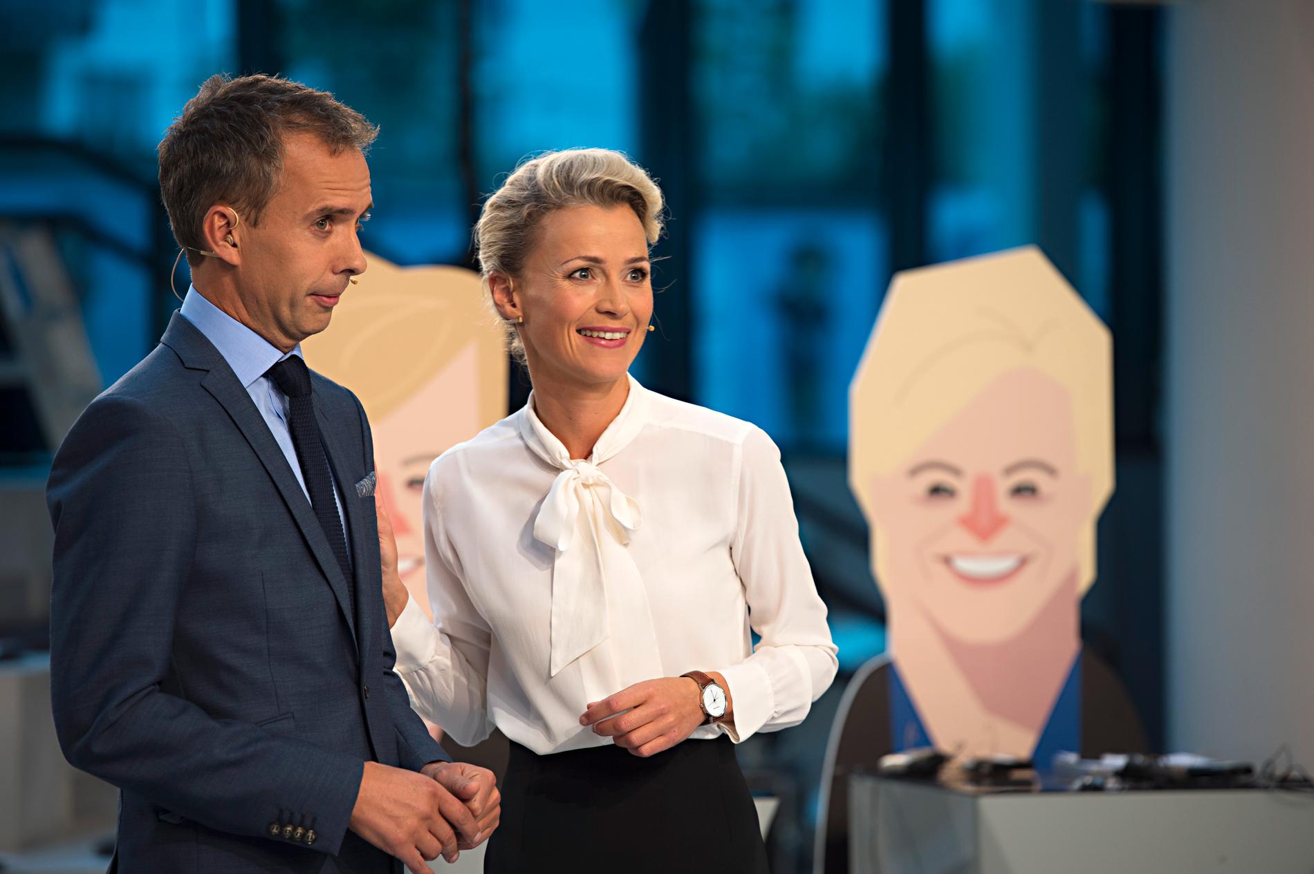 Experienced female debate chairwoman: Injun Solheim during the party leader debate in Arendal in 2017, which she chaired with Jarl Röheim Håkonsen.