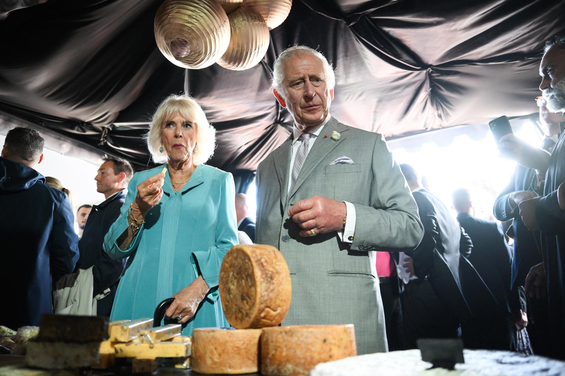 Tasting: Various cheeses were served to Queen Camilla and King Charles.