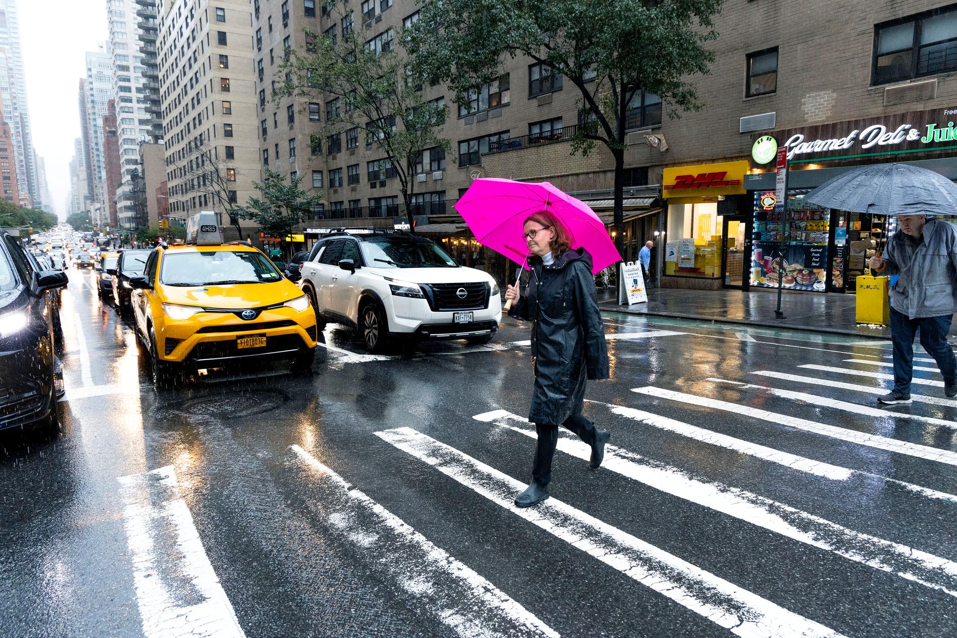 VÆRET: Regnet pøser ned over New York høstdagen VG møter Brattested. 