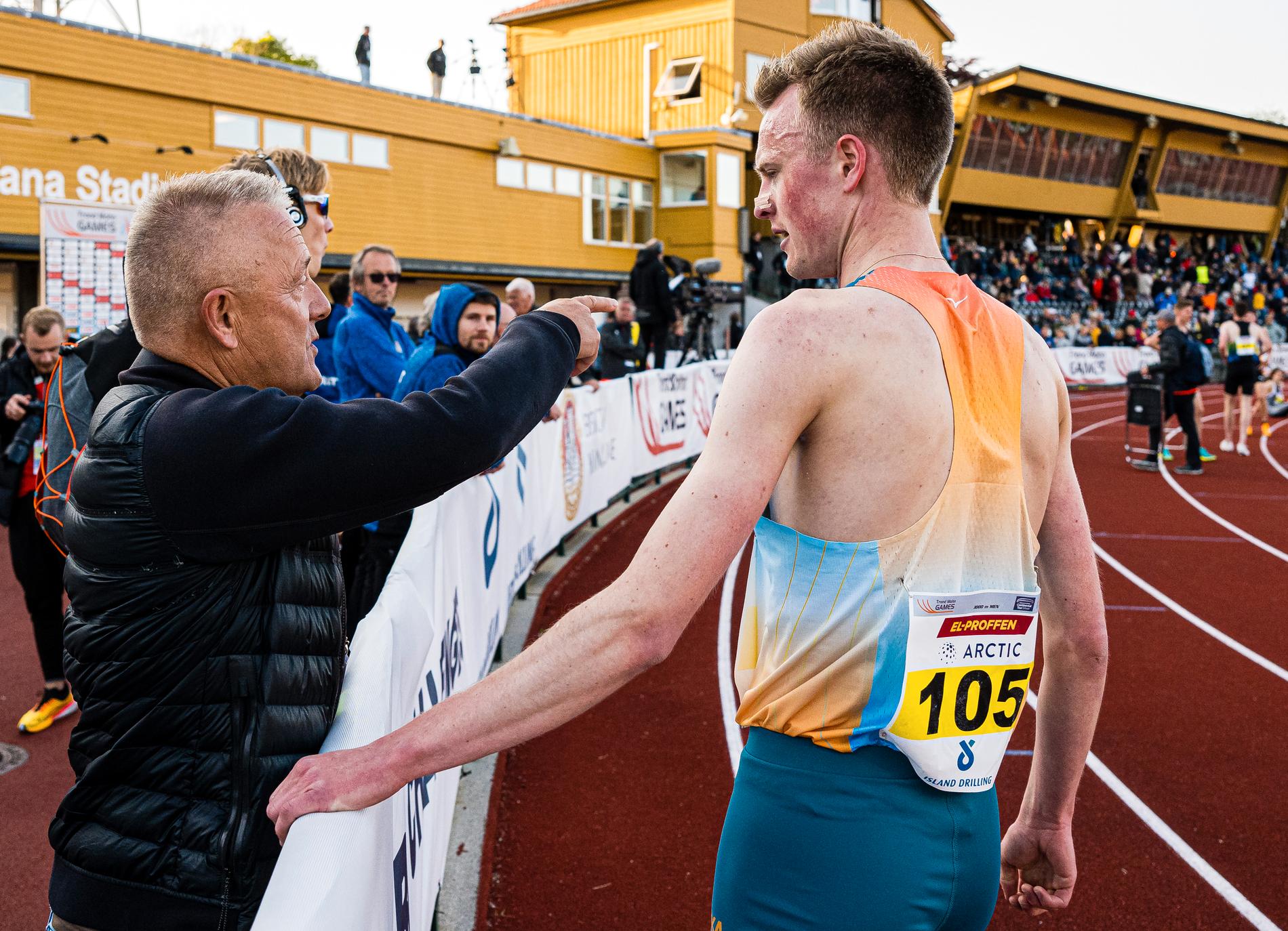 Close: Geert Ingebrigtsen and Narvi Gilge Nordas during the Trond Mohn Games in Bergen this season.