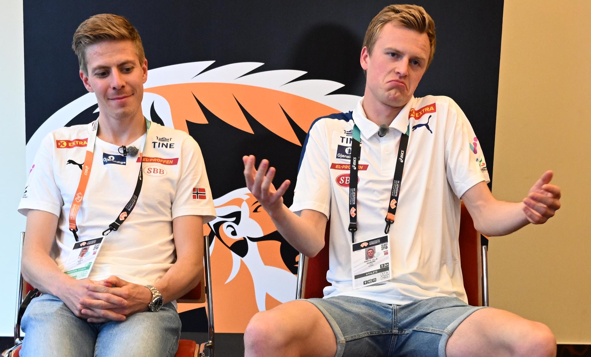 Training buddy: Per Svela (left) was the outstretched arm of Gjert Ingebrigtsen when the Narve Gilje Nordå school was followed around the races in the WC.