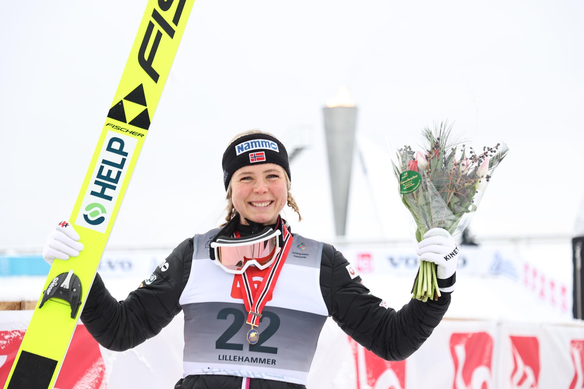 Success: Maren Lundby and the rest of the Norwegian jumpers have enjoyed great success on land.  Photo from NM in Lillehammer in 2020.