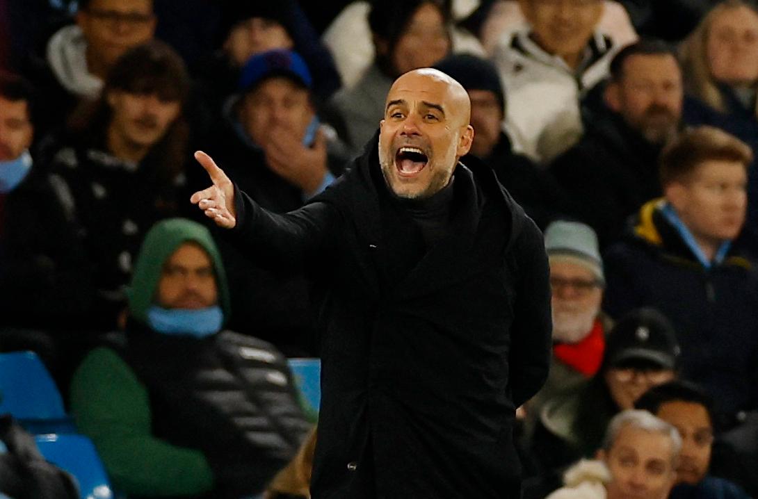 You've had enough to think about: Pep Guardiola, Manchester City's coach, is here during the match against RB Leipzig at the Etihad Stadium on Tuesday night.