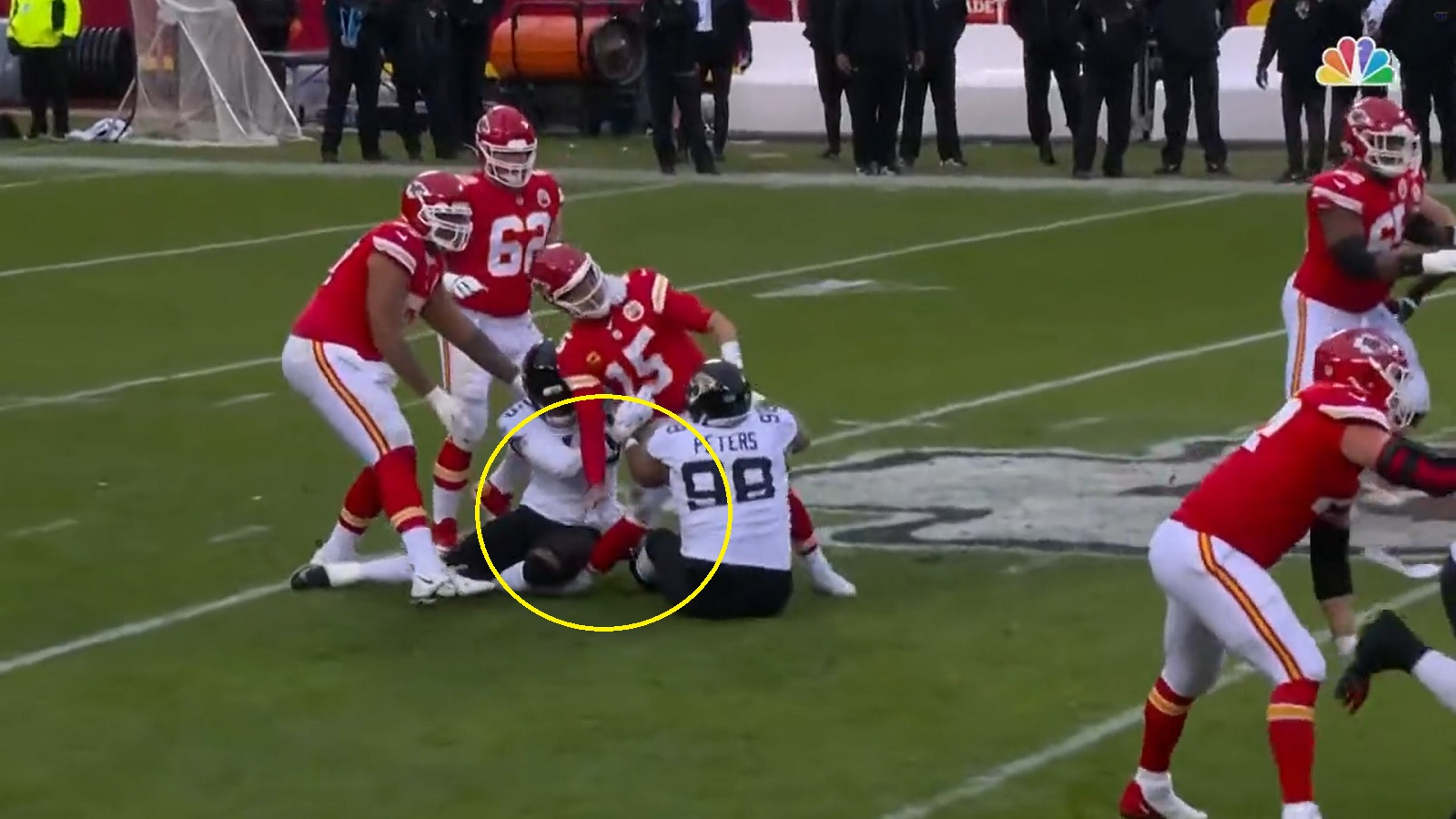 Patrick Mahomes led the Kansas City Chiefs to the Super Bowl with one foot