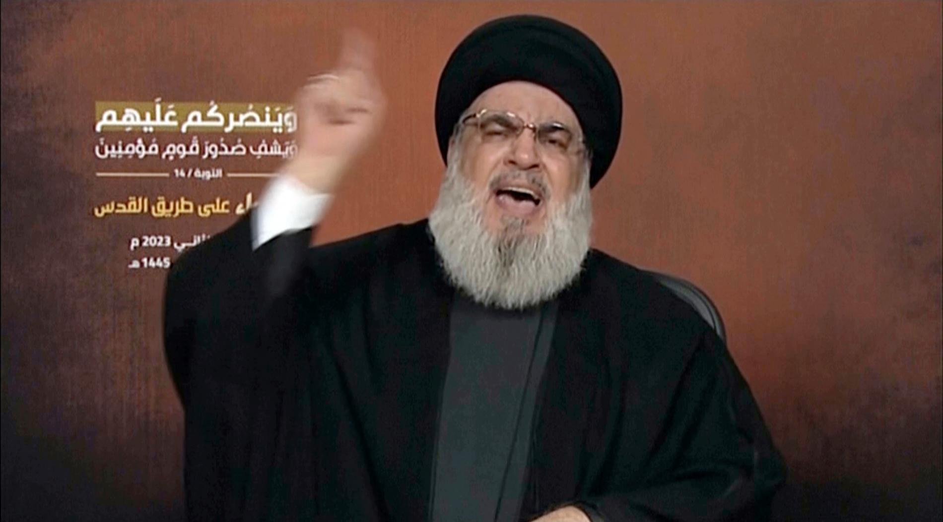 Speech: Hezbollah leader Hassan Nasrallah warned of the consequences of the possible spread of the war in Gaza when he gave a speech on 3 November.