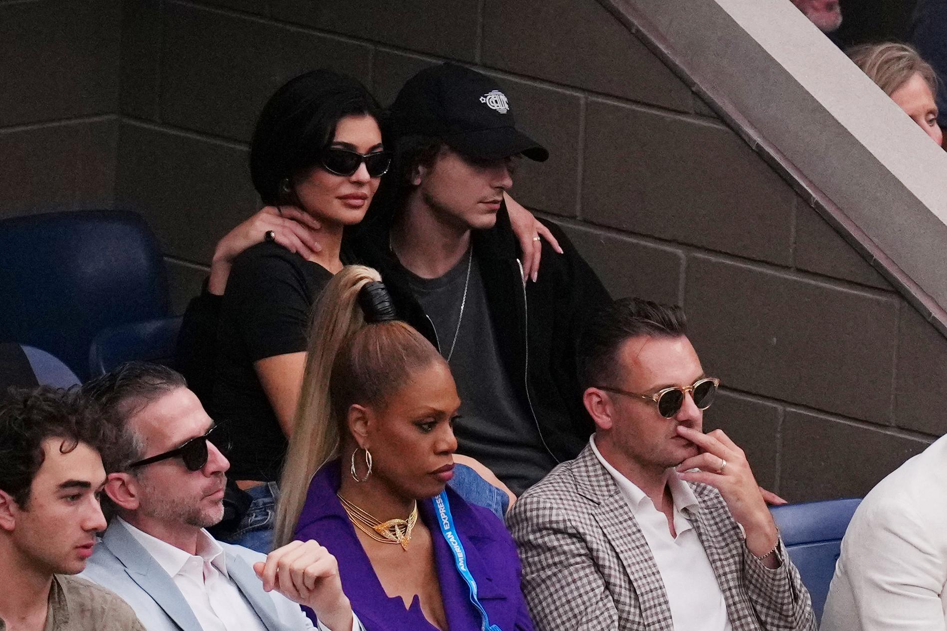 On stage: Kylie Jenner and Timothée Chalamet during the US Open tennis tournament in New York in September 2023.