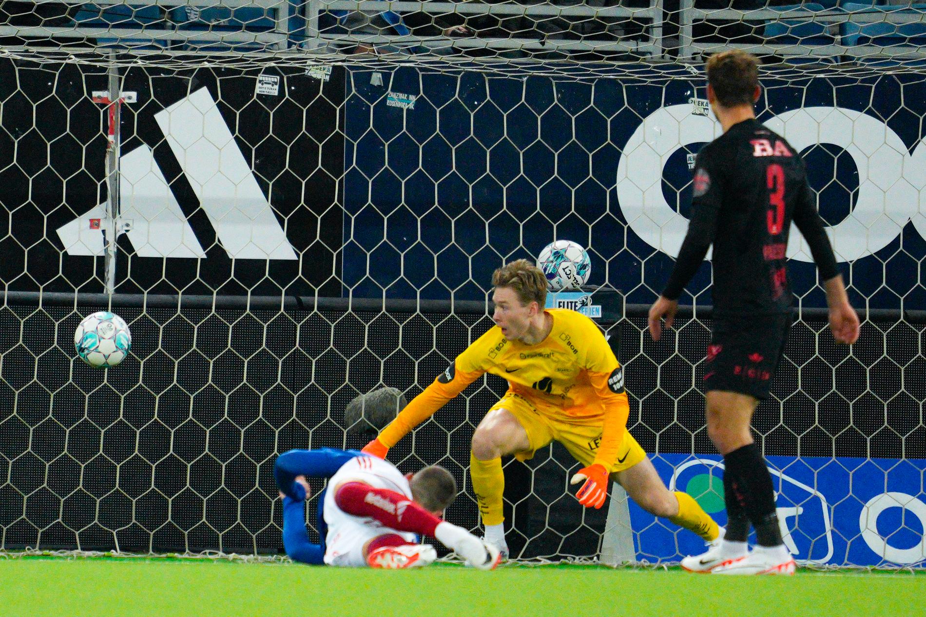 Taking the initiative: Here Ilicic sees the ball go into the goal and ensures that Valerenga gets off to a great start in the match, 